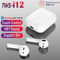 i12 TWS Wireless Stereo Earphones Bluetooth Airpods Bluetooth Headset (White, In the Ear) , with free charging cable-thumb1