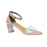 Ladies Hub Transparent Solid Block Heels Fashion Sandal for Women and Girls (Pink, numeric_8)-thumb4