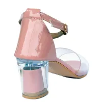 Ladies Hub Transparent Solid Block Heels Fashion Sandal for Women and Girls (Pink, numeric_8)-thumb3