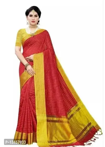 Beautiful Cotton Saree With Blouse Piece For Women-thumb0