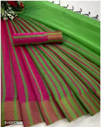 Beautiful Cotton Saree With Blouse Piece For Women-thumb0