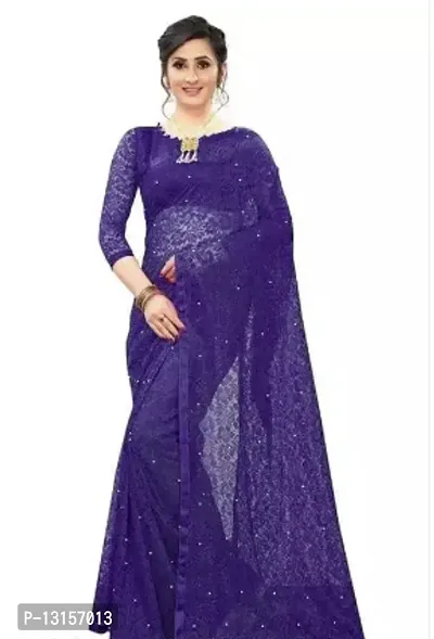 Beautiful Net Saree With Blouse Piece For Women-thumb0