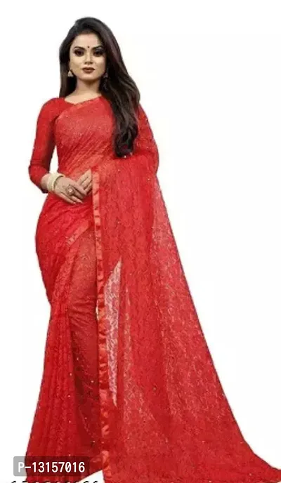 Beautiful Net Saree With Blouse Piece For Women-thumb0