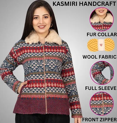 Buy Pyro Spirit Kashmiri Zipper Sweater Pure Wool Sweater Super Soft Fur Collar Cardigans bust Size 38 To 40 Online In India At Discounted Prices
