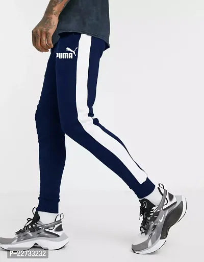 Stylish Navy Blue Polycotton Solid Regular Track Pants For Men