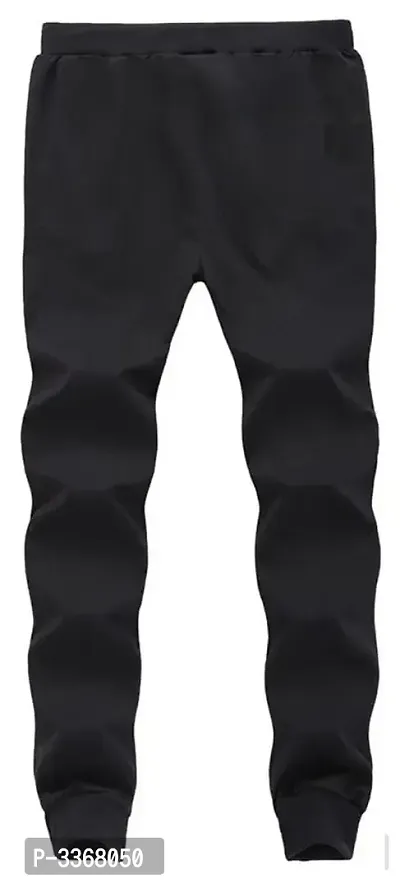 Black Polyester Blend Joggers For Men-thumb2