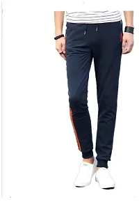 Navy Blue Polyester Blend Joggers For Men-thumb1