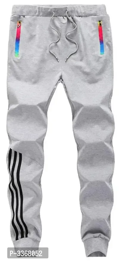 Grey Polyester Blend Joggers For Men-thumb0