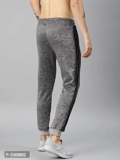 Grey Polyester Blend Joggers For Men-thumb3