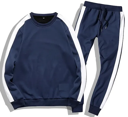 Men's Self Pattern Slim Fit Fleece Tracksuit