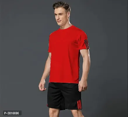 Men's Multicolored Sports T Shirt  Shorts Set-thumb0