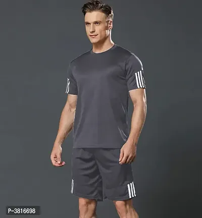 Men's Sports T Shirt  Shorts Set - Grey-thumb0