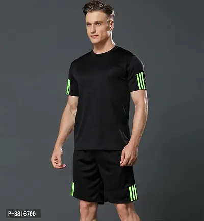 Men's Sports T Shirt  Shorts Set - Black