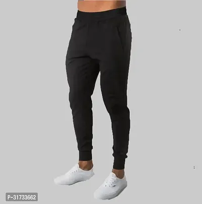 Stylish Black Polyester Regular Track Pants For Men