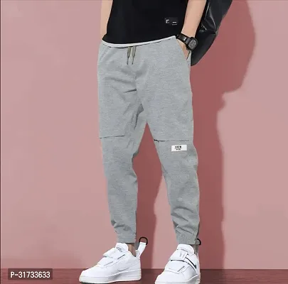 Stylish Grey Polycotton Regular Track Pants For Men