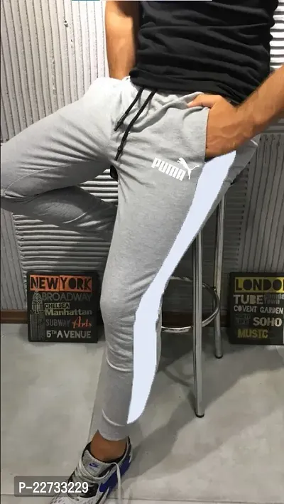 Stylish Grey Polycotton Solid Regular Track Pants For Men