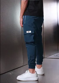 Blue Polyester Joggers For Men-thumb2
