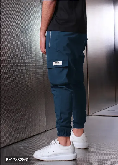 Blue Polyester Joggers For Men-thumb3