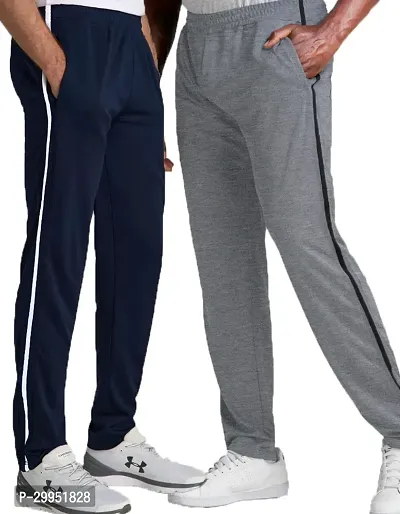 Stylish Cotton Blend Solid Track Pant for Men, Pack of 2-thumb0