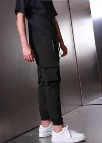 Black Polyester Joggers For Men-thumb1