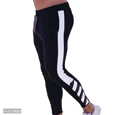 Stylish Black Polyester Regular Track Pants For Men-thumb0