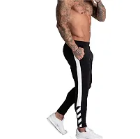 Stylish Black Polyester Regular Track Pants For Men-thumb1