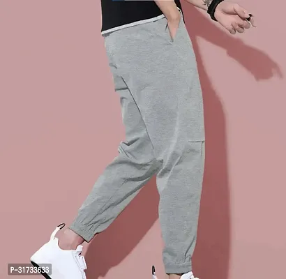 Stylish Grey Polycotton Regular Track Pants For Men-thumb2