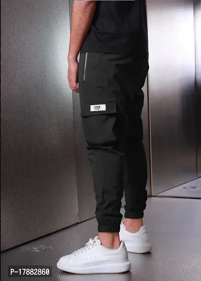 Stylish Black Polyester Joggers For Men-thumb5