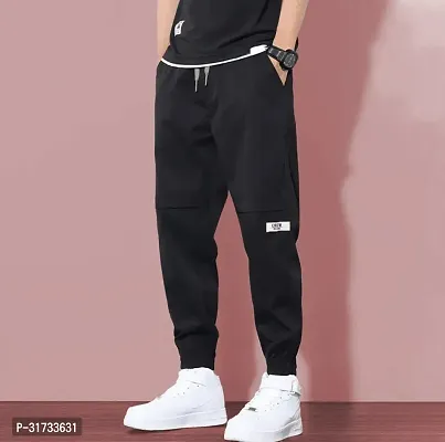 Stylish Black Polycotton Regular Track Pants For Men-thumb0