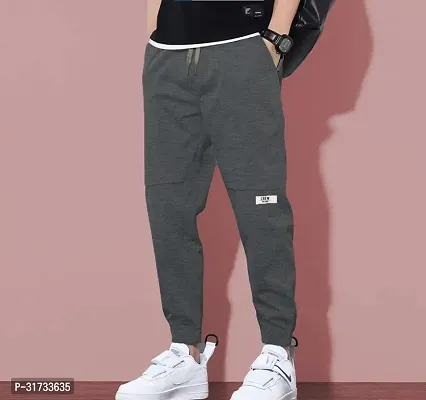 Stylish Grey Polycotton Regular Track Pants For Men-thumb0