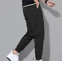 Stylish Black Blended Solid Regular Track Pants For Men-thumb1