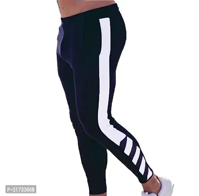 Stylish Navy Blue Polyester Regular Track Pants For Men