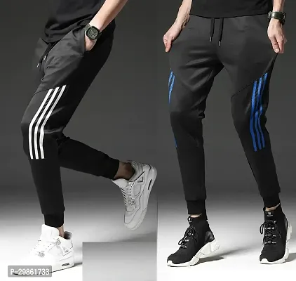 Classic Cotton Blend Track Pants for Men Pack of 2-thumb0