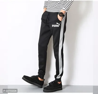 Stylish Black Polycotton Solid Regular Track Pants For Men-thumb0