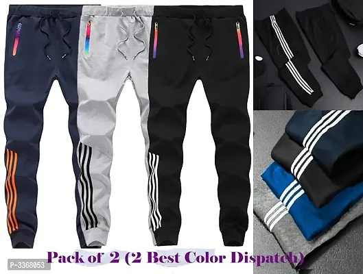 Buy One Get One Free Mens Multicoloured Polyester Blend Self Pattern Slim Fit Joggers-thumb0