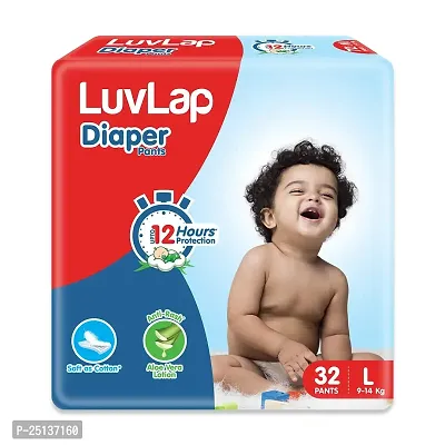 LuvLap Pant Style Baby Diapers, Large (L), 32 Count, For babies of Upto 9-14Kg with Aloe Vera Lotion for rash protection, with upto 12hr protection, Diapers-thumb0