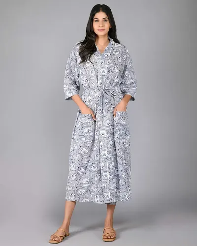 Best Selling Cotton Nighty With Robe Women's Nightwear 