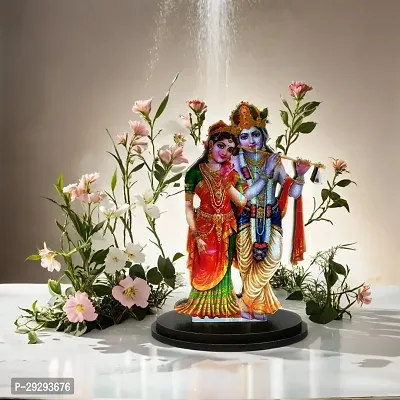 Uniqon Mdf Cutout Standing Lord Radha Krishna with Flute/basuri Wooden Sticker Statue-thumb4