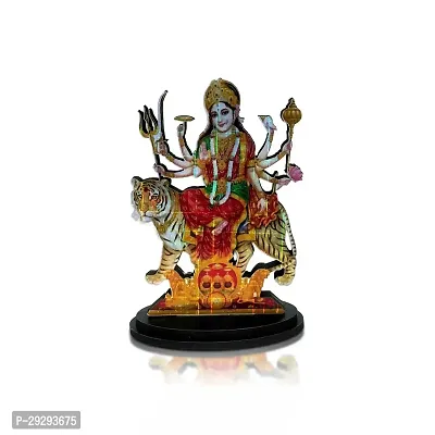 Uniqon Mdf Cutout Durga Shakti/shera Wali Mata 2d Wooden Sticker Statue God Stand-thumb0