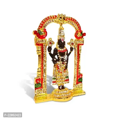 Uniqon Lord Tirupati Balaji/venkateswara/vyankatesh White Stone Darbar God Stand Idol (St-1309) Multicolor Metal for Home Decor/car Dashboard/mandir Pooja Murti/temple Puja/office Table Showpiece-thumb3