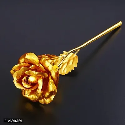 Uniqon Golden Rose Flower with Golden Leaf with Gift Box Valentine Gift with Gold Plated Flower Bracelet for Girlfriend, Boyfriend, Husband and Wife Special Gift Pack-thumb2