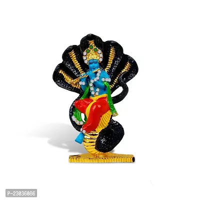 Uniqon Lord Kahna | Krishn | Sheshnaag Krishna Idol (St-1092) Multicolor Metal God Stand Statue for Home/ Mandir/office Table Decor /Car Dashboard Murti Showpiece-thumb5