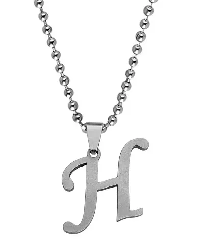 Uniqon Color Unisex Metal Fancy Stylish Trending Name English Alphabet 'H' Letter Locket Pendant Necklace With Ball Chain