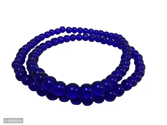 Uniqon (Set Of 2) Unisex Blue Color Medium Size 24cm Size 8mm Beads Stone Moti Mala Chain Bracelet-thumb2