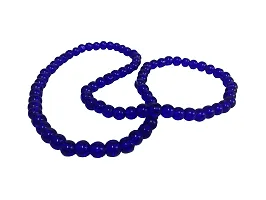 Uniqon (Pack Of 3) Unisex Blue Color Medium Size 24cm Size 8mm Beads Stone Moti Mala Chain Bracelet-thumb1