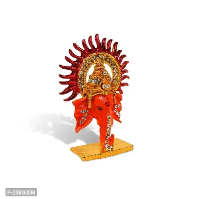 Uniqon Lord Sun Ganesha | Ganpati | Vighanharta Face Idol (St-1217) Multicolor Metal God Stand Statue for Home/ Mandir/office Table Decor /Car Dashboard Murti Showpiece-thumb3