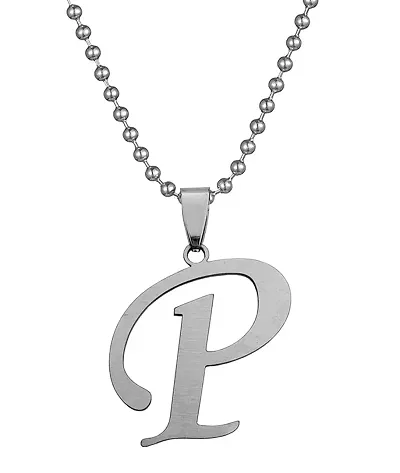 Uniqon Color Unisex Metal Fancy Stylish Trending Name English Alphabet 'P' Letter Locket Pendant Necklace With Ball Chain