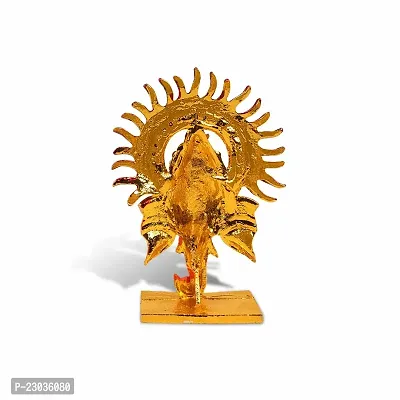 Uniqon Lord Sun Ganesha | Ganpati | Vighanharta Face Idol (St-1217) Multicolor Metal God Stand Statue for Home/ Mandir/office Table Decor /Car Dashboard Murti Showpiece-thumb4