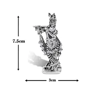 Uniqon Lord Krishna/kahna Standing with Flute White Stone Idol (St-562) Silver Color Metal God Stand for Home Dcor/car Dashboard/mandir Pooja Murti/temple Puja/office Table Showpiece-thumb1