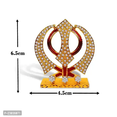 Uniqon Sikh Religious Symbol Khanda Sahib Idol (Prince St-643) Multicolor Metal God Stand Statue for Home/ Mandir/office Table Decor /Car Dashboard Murti Showpiece-thumb2